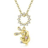 Jiuhao 925 Silver Rabbit Ring Pendant Necklace Women Fine Jewelry