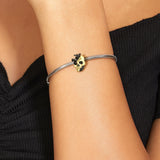 925 Silver Skull Mask Devil Bead Charms Women Bracelet Bangle