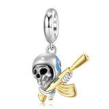 925 Silver Skull Mask Devil Bead Charms Women Bracelet Bangle