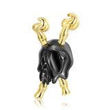 925 Silver Skull Mask Devil Bead Charms Women Bracelet Bangle
