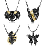 925 Silver Halloween Devil Wing Butterfly Skeleton Mask Necklace