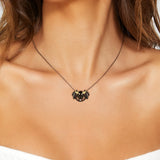 925 Silver Halloween Devil Wing Butterfly Skeleton Mask Necklace