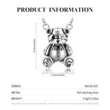 925 Silver Violent Dolls Cry Bear Pendant Necklace Women's Birthday Gift