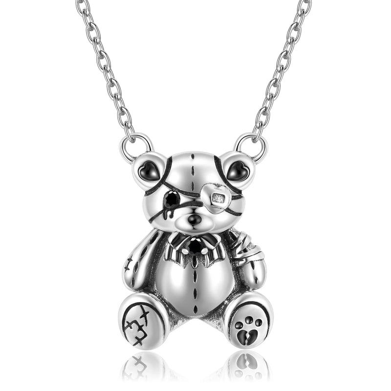 925 Silver Violent Dolls Cry Bear Pendant Necklace Women's Birthday Gift