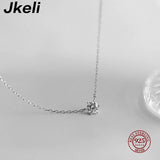 925 Sterling Silver Zircon Heart Necklace Pendant Chain Plated 14K Jewelry