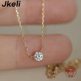925 Sterling Silver Zircon Heart Necklace Pendant Chain Plated 14K Jewelry