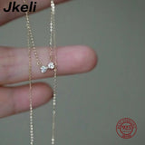 925 Sterling Silver Zircon Heart Necklace Pendant Chain Plated 14K Jewelry
