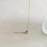 925 Sterling Silver Zircon Heart Necklace Pendant Chain Plated 14K Jewelry