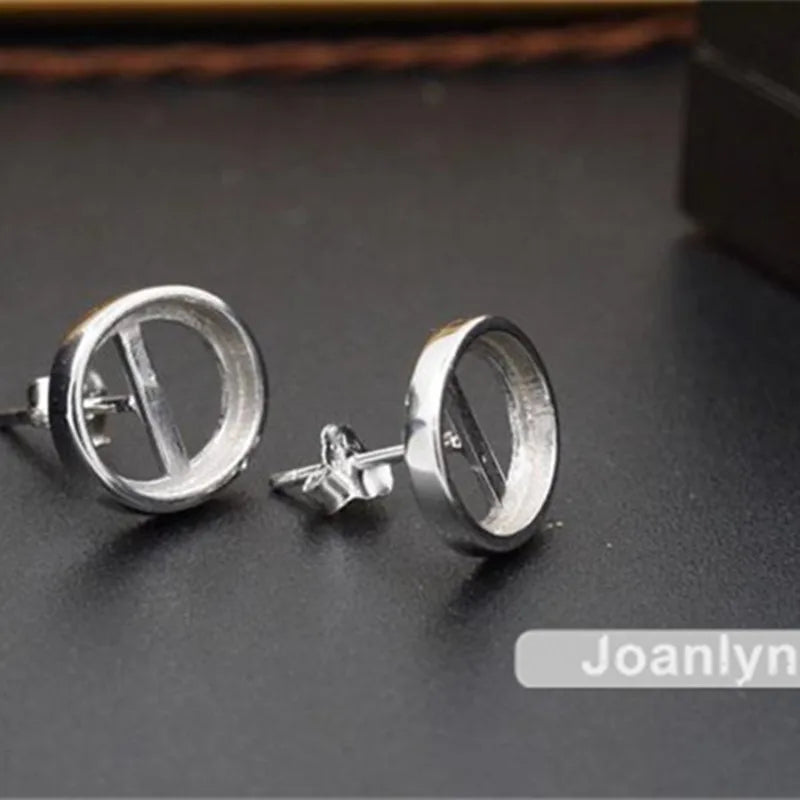 925 Silver Earring Studs for Oval Cabochons EH03