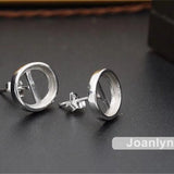 925 Silver Earring Studs for Oval Cabochons EH03