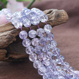 Natural Clear Quartz Crackle Beads Light Purple 10-14mm Smooth Round Strand
