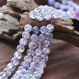 Natural Clear Quartz Crackle Beads Light Purple 10-14mm Smooth Round Strand