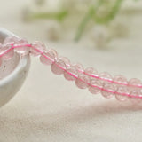 Natural Ice Strawberry Quartz Beads 6.5mm-8mm Smooth Round 15 Inch Strand