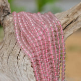 Natural Ice Strawberry Quartz Beads 6.5mm-8mm Smooth Round 15 Inch Strand