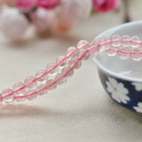 Natural Ice Strawberry Quartz Beads 6.5mm-8mm Smooth Round 15 Inch Strand