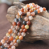 Natural Multicolor Rutilated Quartz Beads 4mm 6mm Round 15 Inch Strand