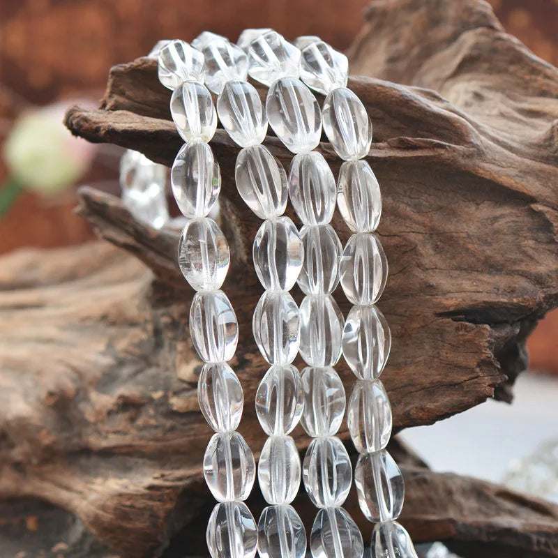 Clear Quartz Rice Shape Beads Irregular Facets 8*13mm 15 Inch