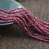 AA Natural Rhodolite Garnet Beads 4x4mm Rose Red 15 Inch Strand