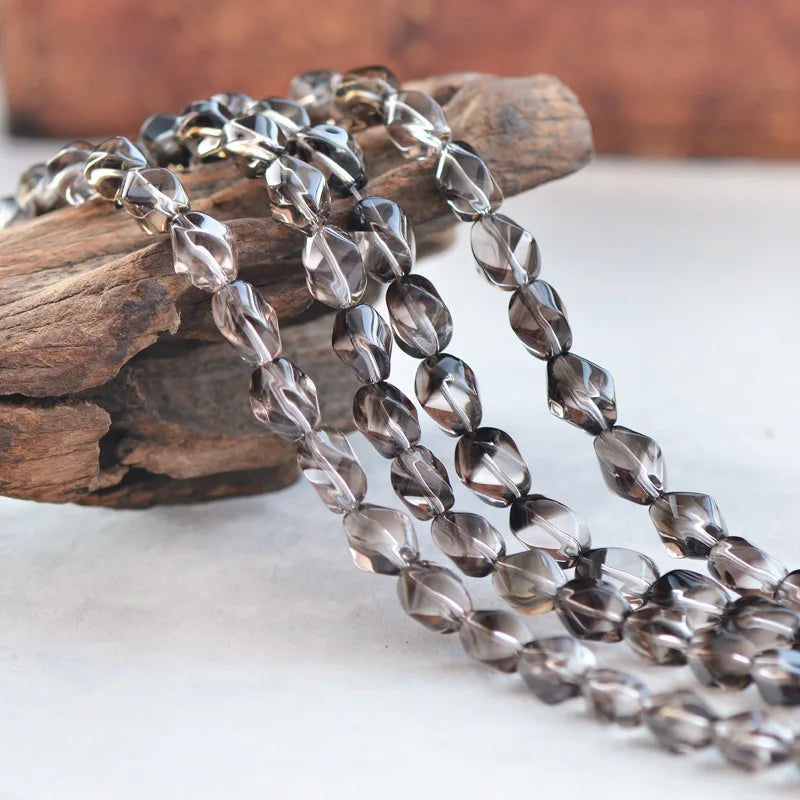 Natural Smoky Quartz Twist Beads 7x12mm