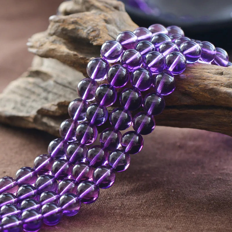 High Cultured Amethyst Beads 6-12mm Smooth Round 15 Inch Strand
