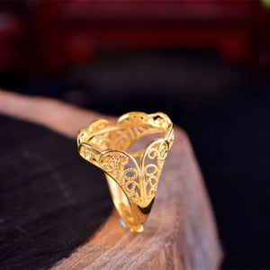 24K Plated Silver Ring Blank Adjustable Filigree Base