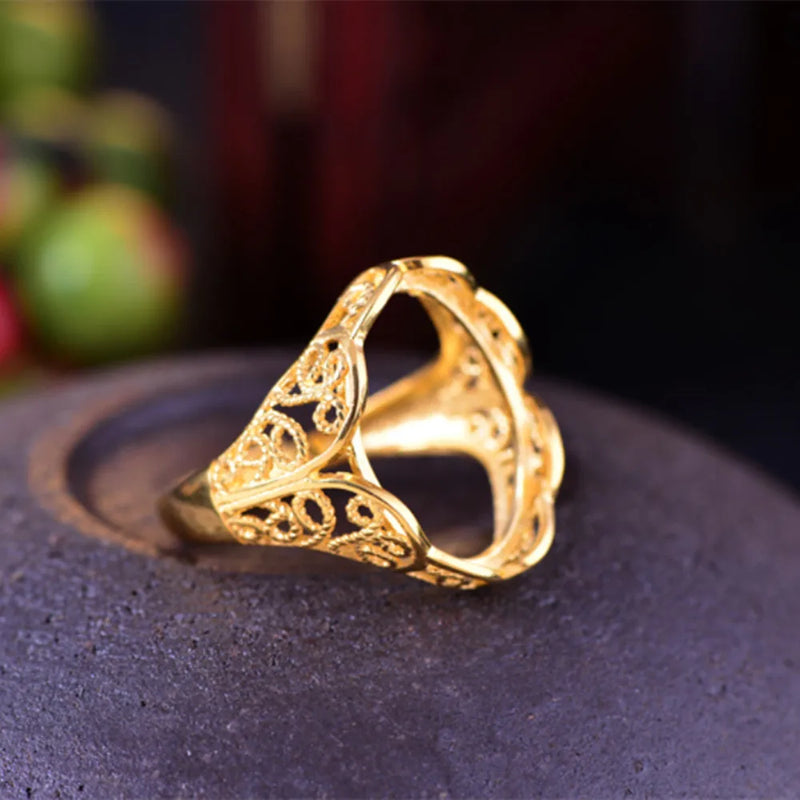 24K Plated Silver Ring Blank Adjustable Filigree Base