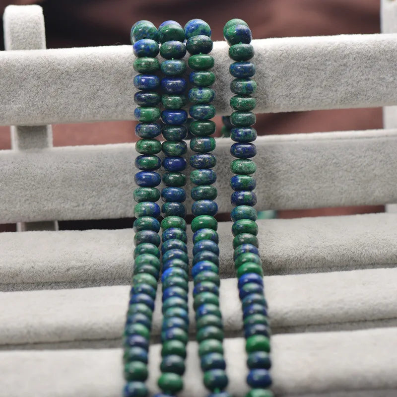Natural Green Lapis Lazuli Abacus Beads 8x5mm Flat Round 15 Inch Strand