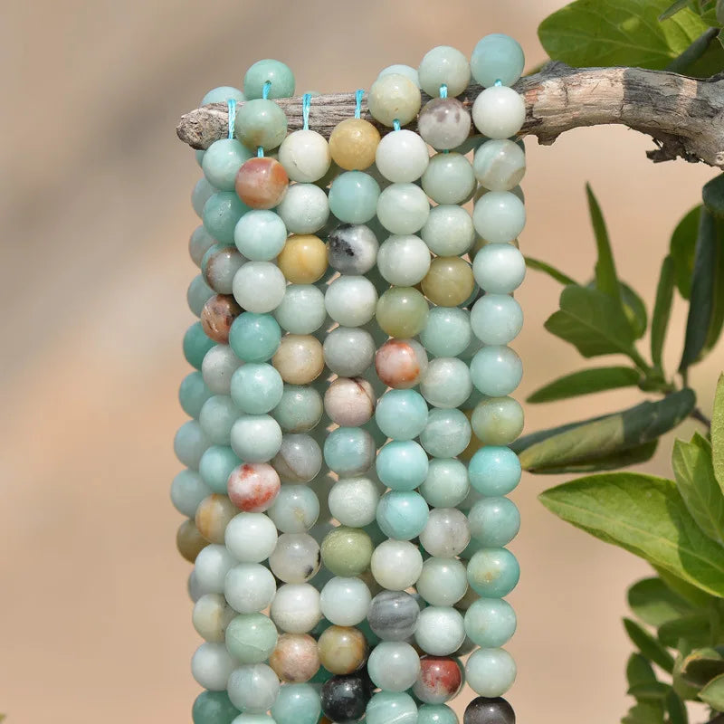 Natural Amazonite Beads 6mm-12mm Smooth Round Strand AM08