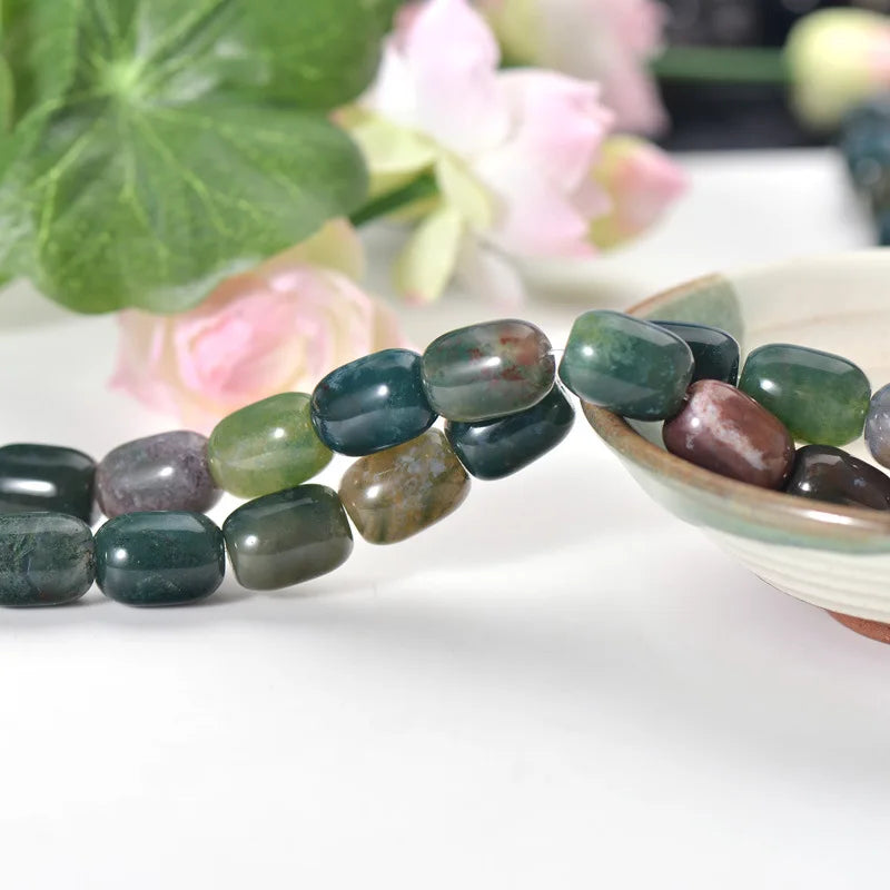 Natural Agate Barrel Shape Beads 12x16mm Strand