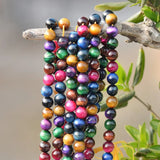 Mixed Tiger's Eye Beads 6mm-12mm Round 15 Inch Strand