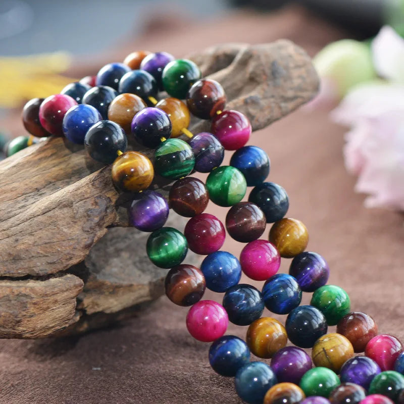 Mixed Tiger's Eye Beads 6mm-12mm Round 15 Inch Strand