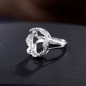 Adjustable Sterling Silver Ring Base Blank for 12x16mm Oval Setting
