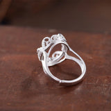 Adjustable Sterling Silver Ring Base Blank for 12x16mm Oval Setting