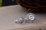 925 Silver Flower Shape Ring Base Adjustable Sterling Silver Ring Setting