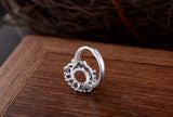 925 Silver Flower Shape Ring Base Adjustable Sterling Silver Ring Setting