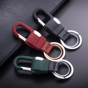 Jobon Men Key Chain Custom Leather Key Ring Holder Gift Carbine Jewelry
