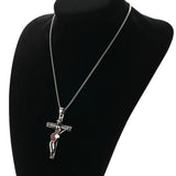 Johnny Hallyday Guitar Cross Pendant Punk Stainless Steel Necklace