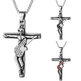 Johnny Hallyday Guitar Cross Pendant Punk Stainless Steel Necklace