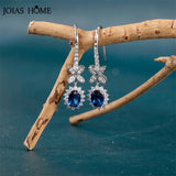 925 Silver Oval Sapphire Earrings For Women Wedding Couple Drop Earrings