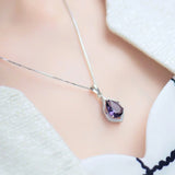 Joiahome Silver 925 Purple CZ Necklace for Women