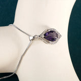 Joiahome Silver 925 Purple CZ Necklace for Women