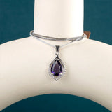 Joiahome Silver 925 Purple CZ Necklace for Women