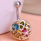 Gold-color Love Heart Crystal Navel Belly Button Ring
