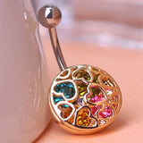 Gold-color Love Heart Crystal Navel Belly Button Ring