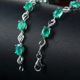 925 Silver Bracelet Caibao Series Emerald Bead Bracelet