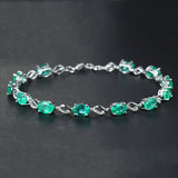 925 Silver Bracelet Caibao Series Emerald Bead Bracelet