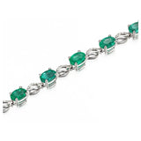 925 Silver Bracelet Caibao Series Emerald Bead Bracelet