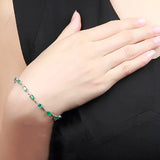 925 Silver Bracelet Caibao Series Emerald Bead Bracelet