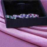 925 Silver Earrings Round Sapphire Gemstones Fine Jewelry Wedding Party