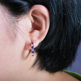 925 Silver Earrings Round Sapphire Gemstones Fine Jewelry Wedding Party